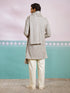 Men's Grey Rayon Geometry Above Knee Indo Western Set with Wide Leg Pant