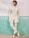 Men's Off White Rayon Indo Western And Pyjama Set