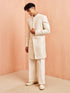 Men's Off White Indo-Western with Cream Pant Set