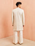 Men's Off White Indo-Western with Cream Pant Set