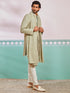 Men's Pista Green Rayon Indo Western, Pyjama And Dupatta Set