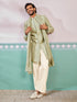 Green Rayon Sequin Indo Western Set with Wide Leg Pants