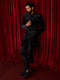 Men's Black Velvet Embroidered, Sequin Thigh Length Indo Western Set with Straight Pant