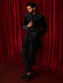 Men's Black Velvet Embroidered, Sequin Thigh Length Indo Western Set with Straight Pant