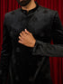 Black Velvet Embroidered Indo Western Set with Bandhgala