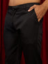 Men's Black Velvet Embroidered, Sequin Thigh Length Indo Western Set with Straight Pant