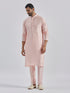 Men's Mint Green And Pink Poly Viscose Jacket, Kurta And Pyjama Set