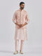 Men's Pink Poly Viscose Jacket, Kurta And Pyjama Set