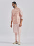 Men's Pink Poly Viscose Jacket, Kurta And Pyjama Set