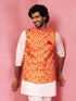 Men's Red Patola Print Nehru Jacket