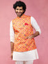 Men's Red Patola Print Nehru Jacket