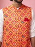 Men's Red Patola Print Nehru Jacket