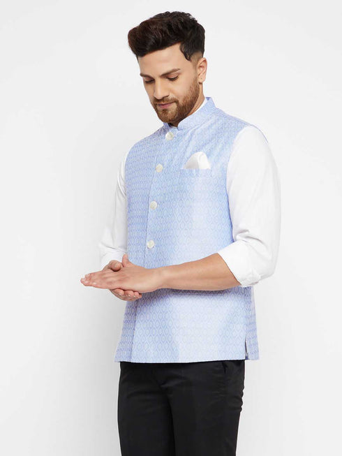 Men's Lavender Acquard Nehru Jacket