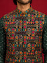 Men's Black Silk-Blend Embroidered Waist Length Nehru Jacket