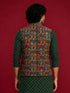 Men's Black Silk-Blend Embroidered Waist Length Nehru Jacket