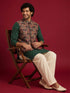 Men Black Silk Blend Nehru Jacket and Kurta with Pyjama Navratri, Diwali, Party, Wedding, Festive Ethnic Wear