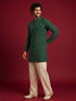Men's Black Silk-Blend Embroidered Waist Length Nehru Jacket and Kurta with Pyjama