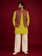 Men Red Silk Blend Nehru Jacket and Kurta with Pyjama Navratri, Diwali, Party, Wedding, Festive Ethnic Wear