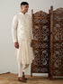 Men Black Mirror Work Nehru Jacket with Cream Viscose Kurta & Pyjama Set