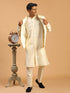 Men Cream Mirror Work Nehru Jacket with Viscose Kurta & Pyjama Set
