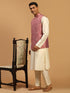 Men Cream Mirror Work Nehru Jacket with Viscose Kurta & Pyjama Set
