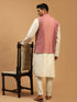 Men Cream Mirror Work Nehru Jacket with Viscose Kurta & Pyjama Set