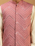 Men Cream Mirror Work Nehru Jacket with Viscose Kurta & Pyjama Set