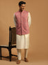 Men Cream Mirror Work Nehru Jacket with Viscose Kurta & Pyjama Set