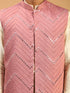 Men Onion Mirror Work Nehru Jacket with Cream Viscose Kurta & Pyjama Set