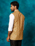 Yellow Geometric Print Embellished Nehru Jacket