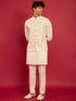 Men's Cream Kia Silk Embroidered Nehru Jacket