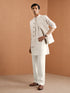 Men's Cream Solid Regular Kurta Pant Set with Straight Pant