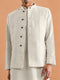 Men's Cream Solid Kurta Pant Set with Jacket | VASTRAMAY
