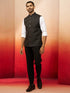 Vastramay Men Black Silk Nehru Jacket
