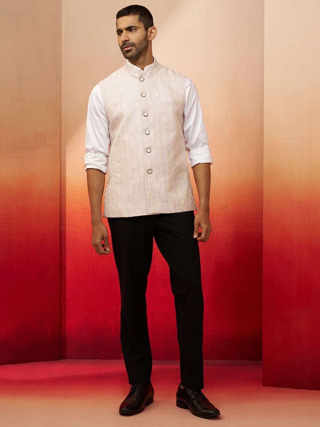 Men Purple Silk Nehru Jacket