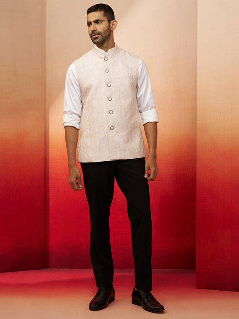 Men Purple Silk Nehru Jacket