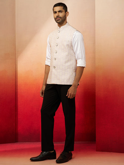 Men Purple Silk Nehru Jacket