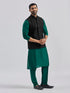 Men's Black And Bottle Green Viscose Jacket, Kurta And Pyjama Set