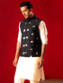 Men's Black Leaf Motif Embellished Jacket