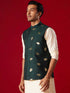 Men's Green Leaf Motif Embellished Jacket