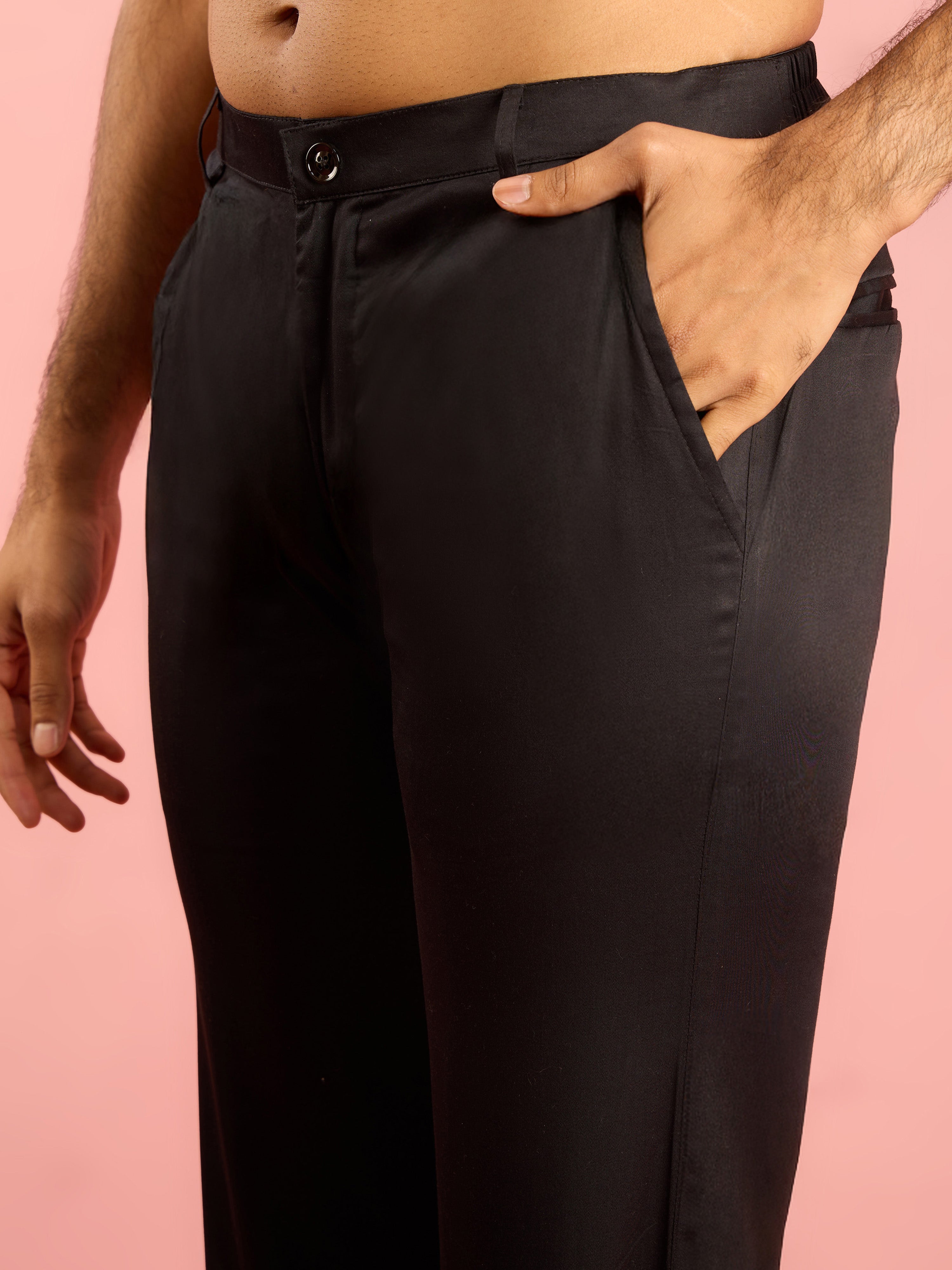 Men's Black 3-Piece Nehru Jacket Kurta Pant Set