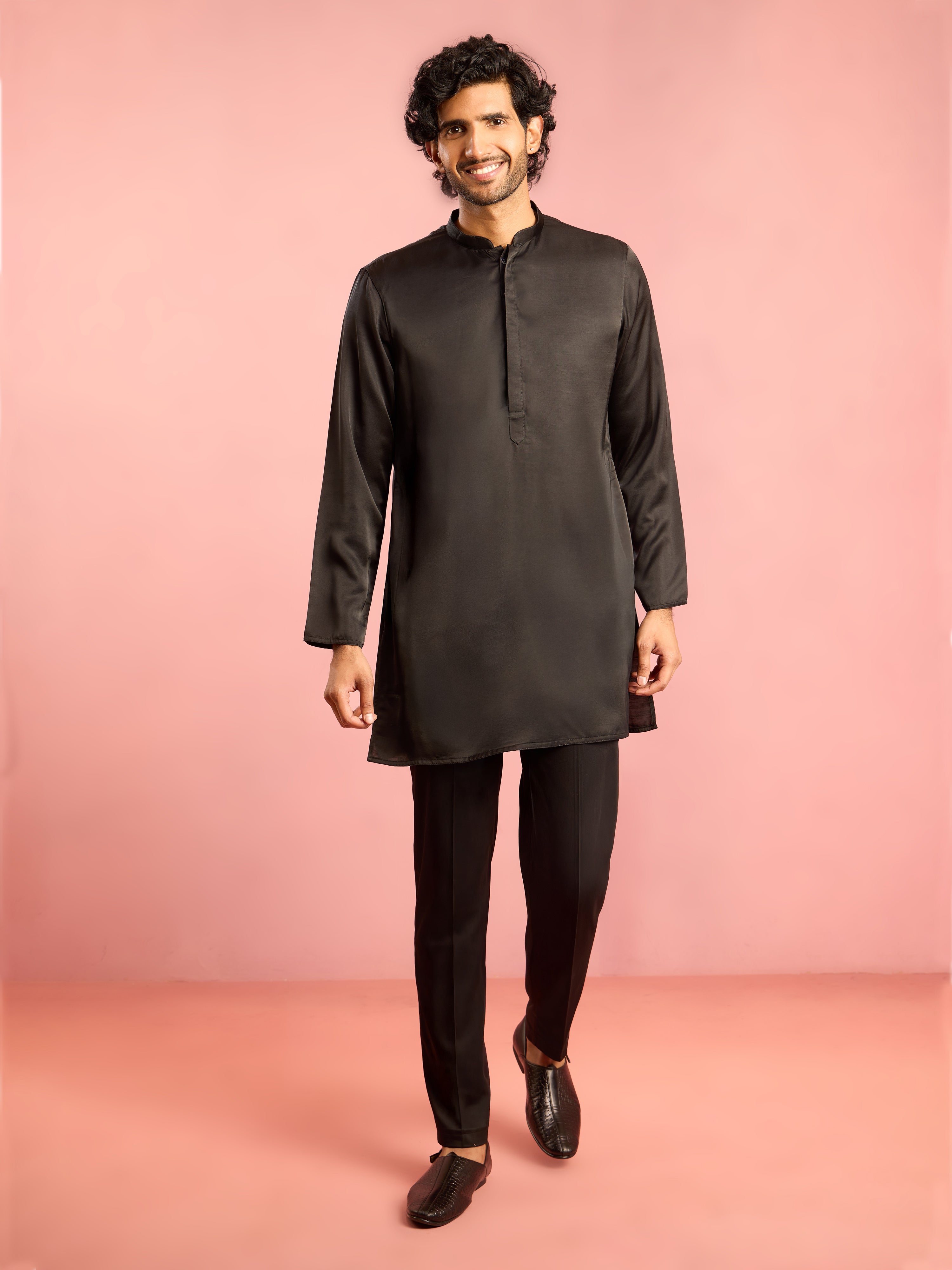 Men's Black 3-Piece Nehru Jacket Kurta Pant Set