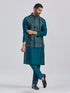 Men's Turquoise Silk Blend Nehru Jacket