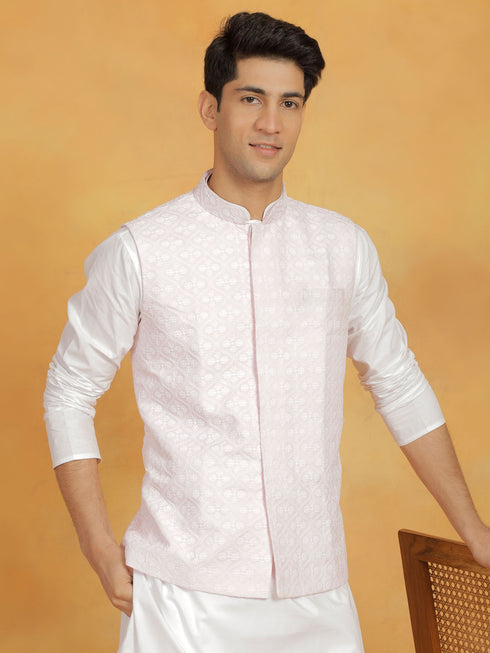 Men's Pink Cotton Nehru Jacket