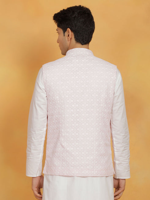 Men's Pink Cotton Nehru Jacket
