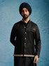 Men's Black Jute Nehru Jacket