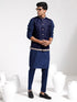 Men's Navy Blue Jute Nehru Jacket