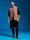 Men's Black Viscose Jacket,Kurta And Pyjama Set.