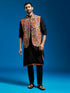 Men's Black Viscose Jacket,Kurta And Pyjama Set.