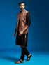 Men's Black Viscose Jacket,Kurta And Pyjama Set.